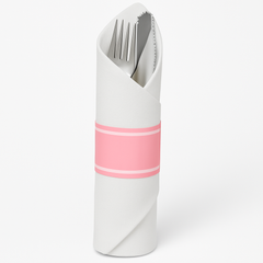 Premium Rolled Cutlery Set with Printed Guest Towel in New Pink