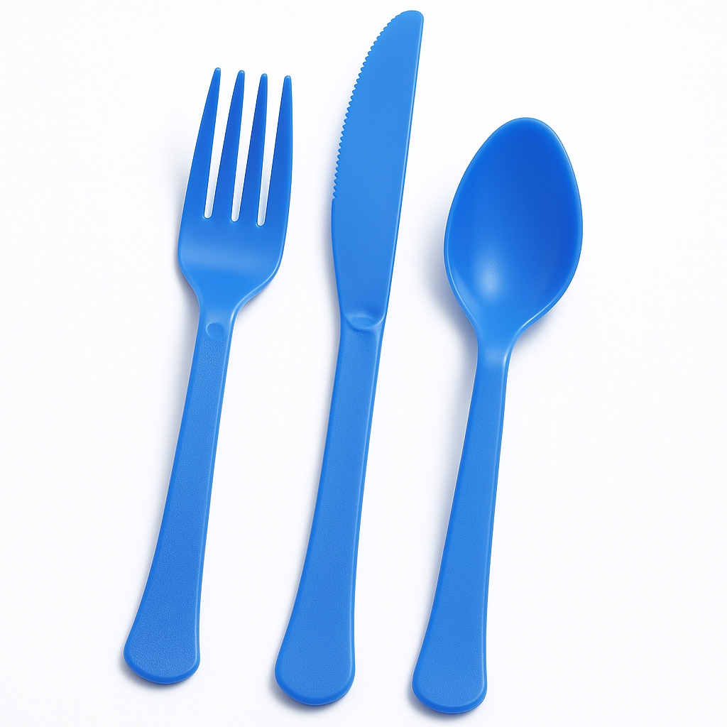 Heavyweight Blue Plastic Cutlery Set