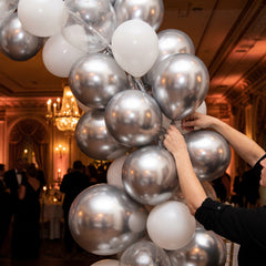 100ct 11" Silver Latex Balloons - Elegant Metallic Shine