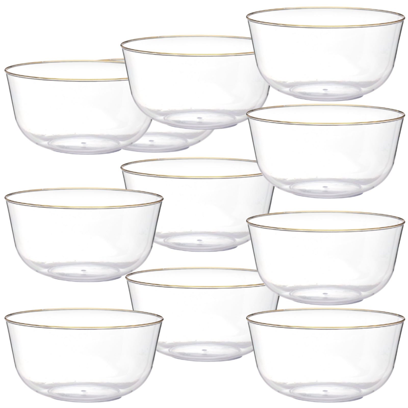 Trend Glass Look Gold Plastic Bowls | 10 Count