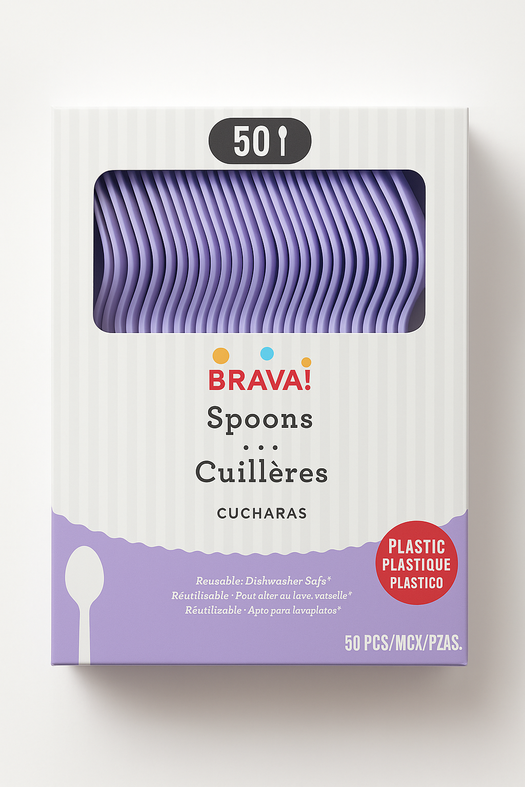 Lavender Plastic Spoons - 50 Pack