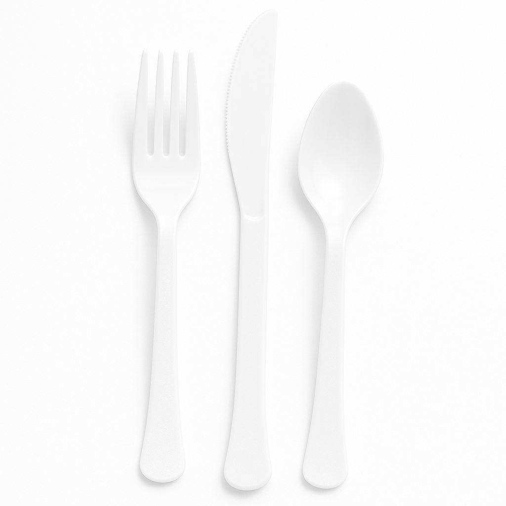 Classic White Plastic Cutlery Set