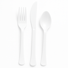 Classic White Plastic Cutlery Set
