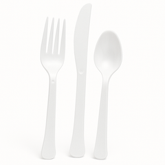 Frosty White Plastic Cutlery Assortment