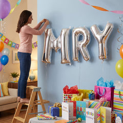 Silver Foil Letter "M" Balloon - Air Filled