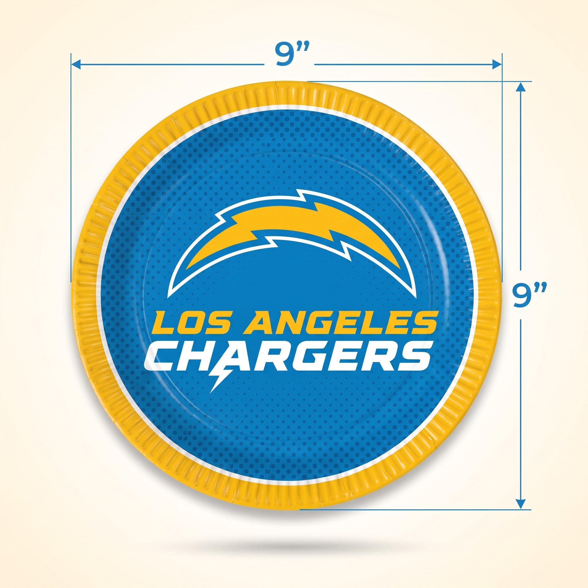 Los Angeles Chargers 9" Round Paper Plates