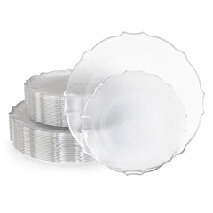 Clear/Silver Petal Plates | Combo Pack 20/20