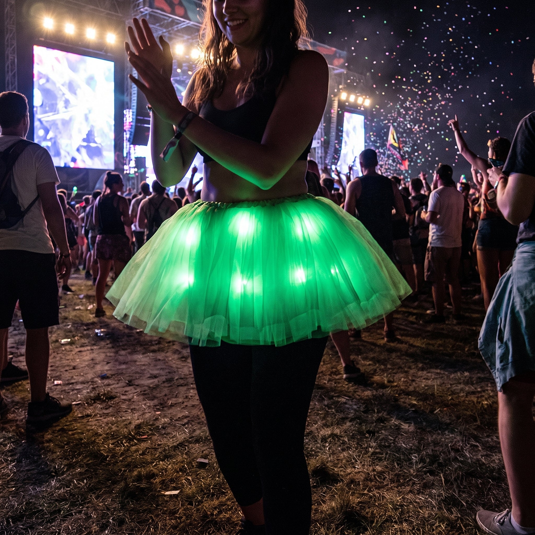 Festive Green Light-Up Adult Tutu