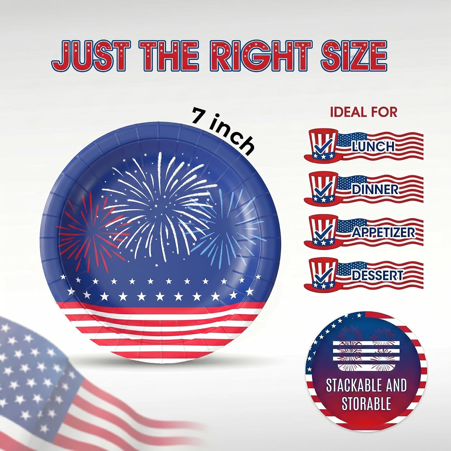 7 in. 4th of July Patriotic Paper Plates | 100 Count