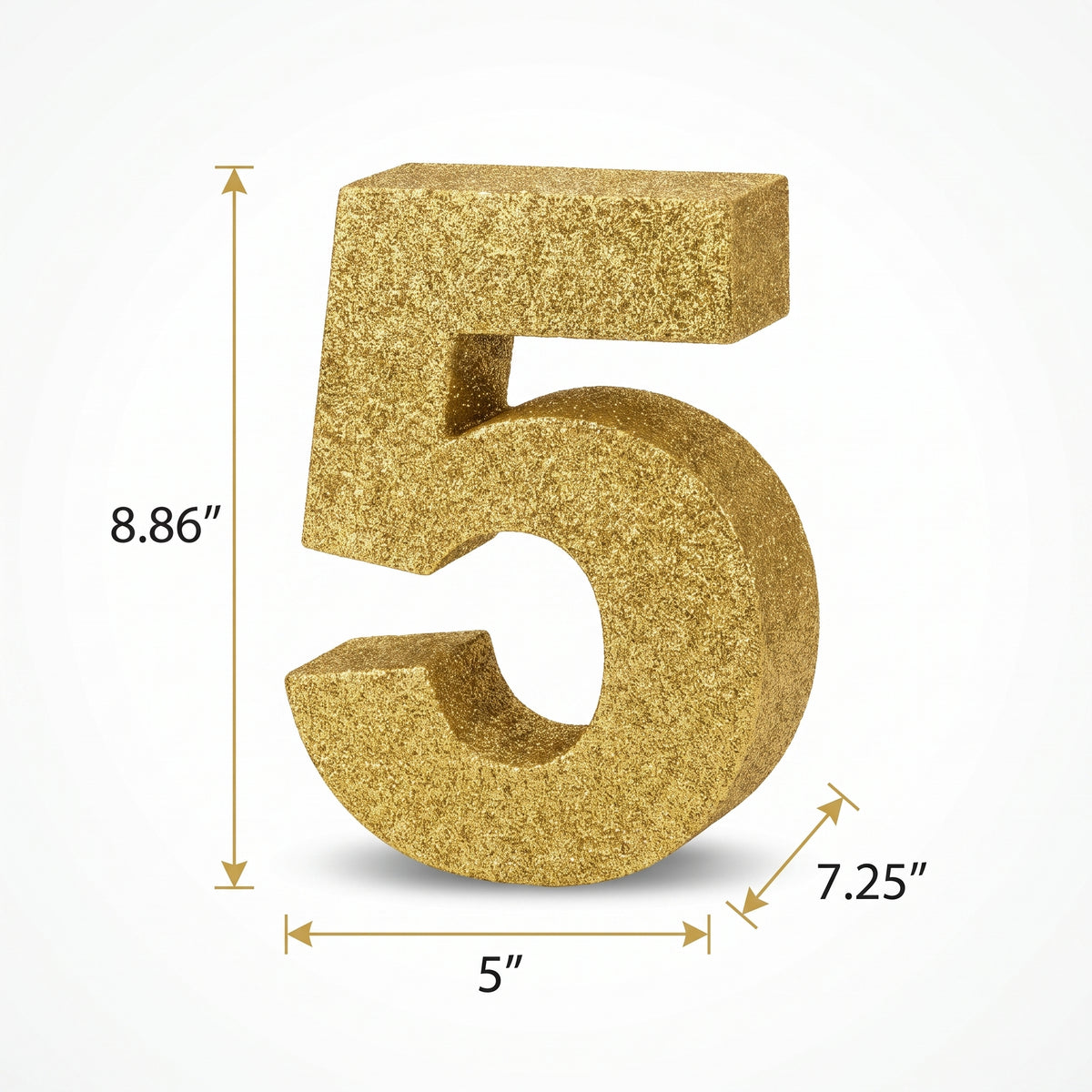 Glitter Gold Number 5 Standing Sign - 10-Inch Decorative Party Accent