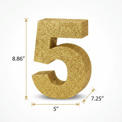 Glitter Gold Number 5 Standing Sign - 10-Inch Decorative Party Accent