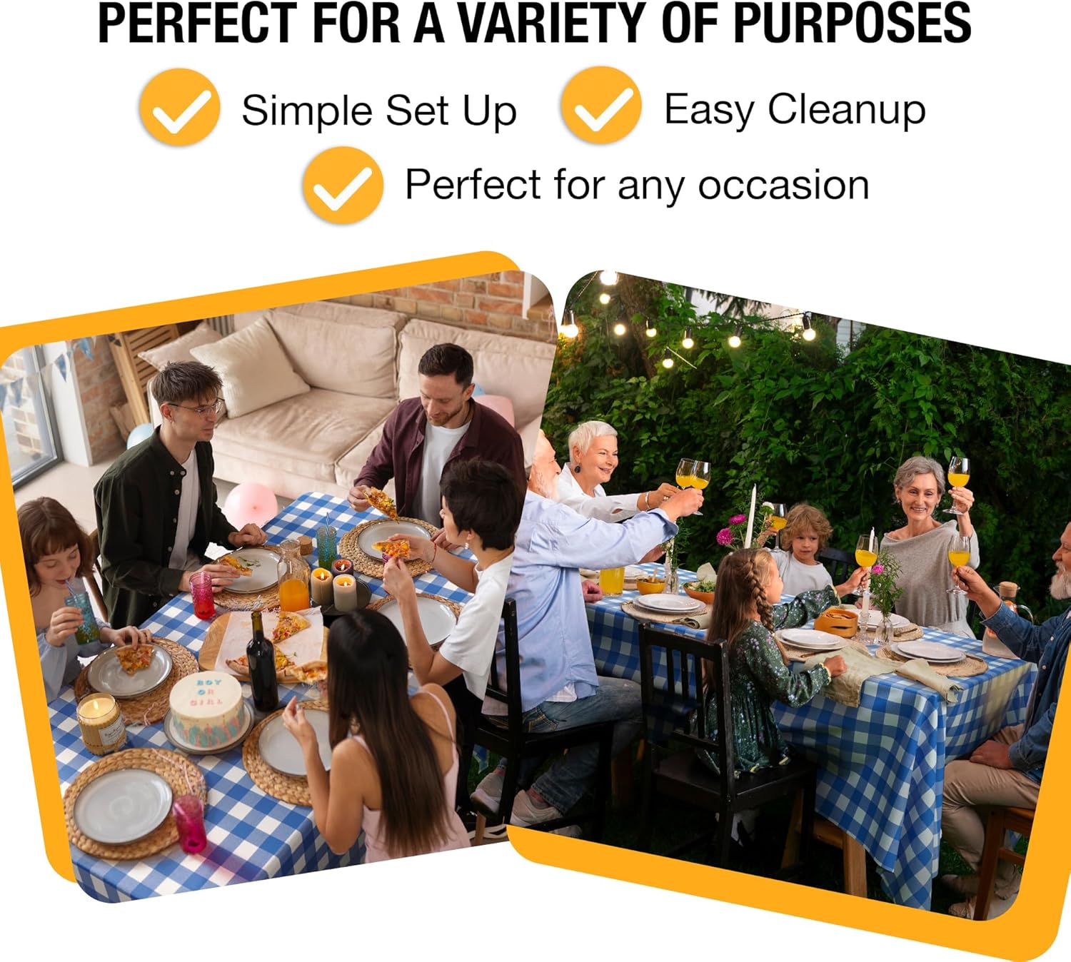 Blue Gingham Plastic Table Cover - 54 In. x 108 In.