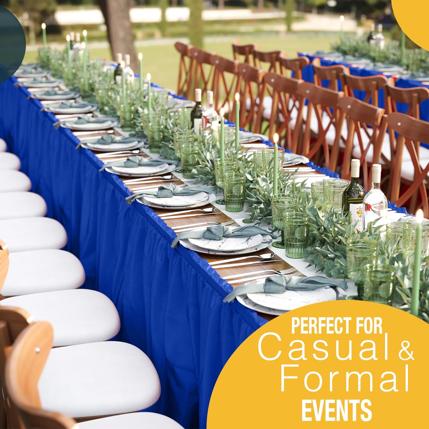 Dark Blue Plastic Table Skirt | 6 Pack