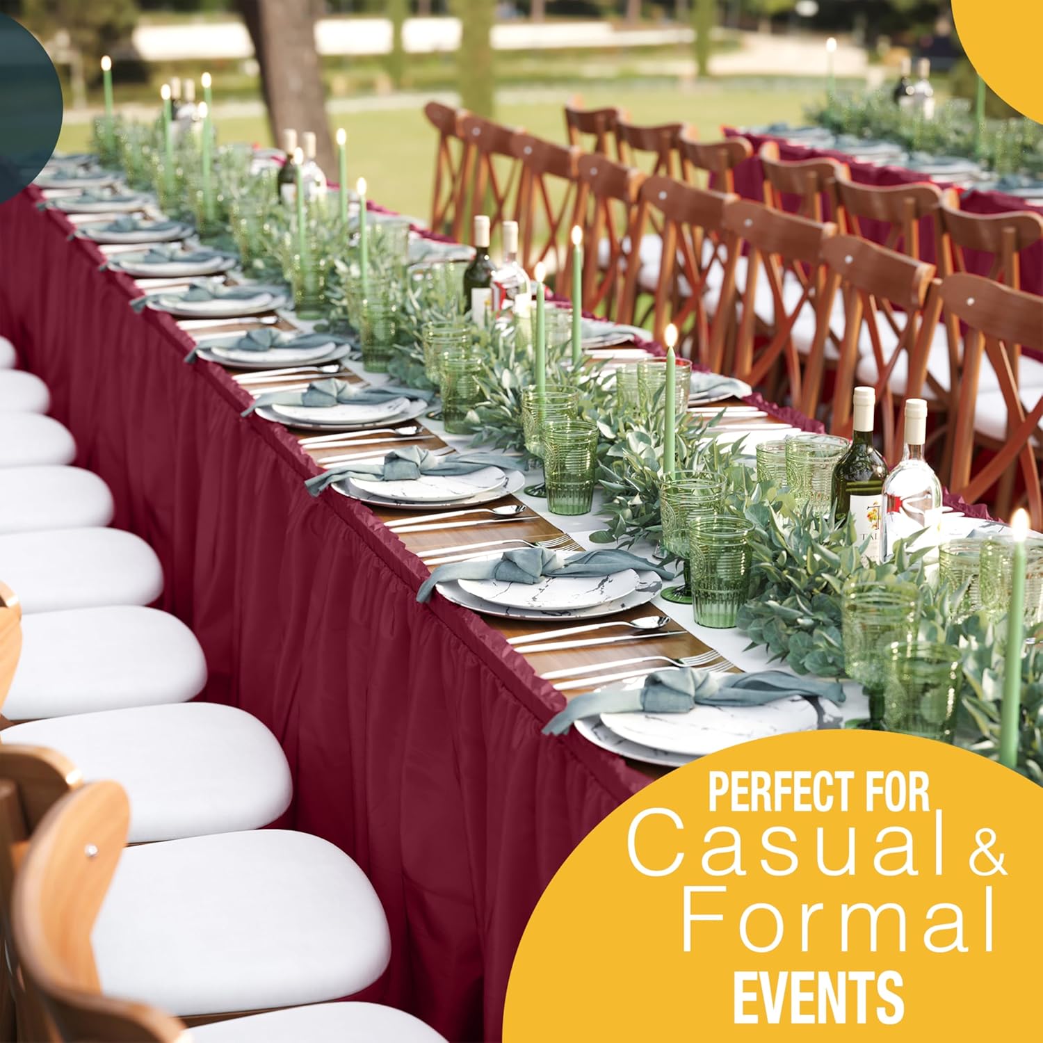 Burgundy Plastic Table Skirt | 6 Pack