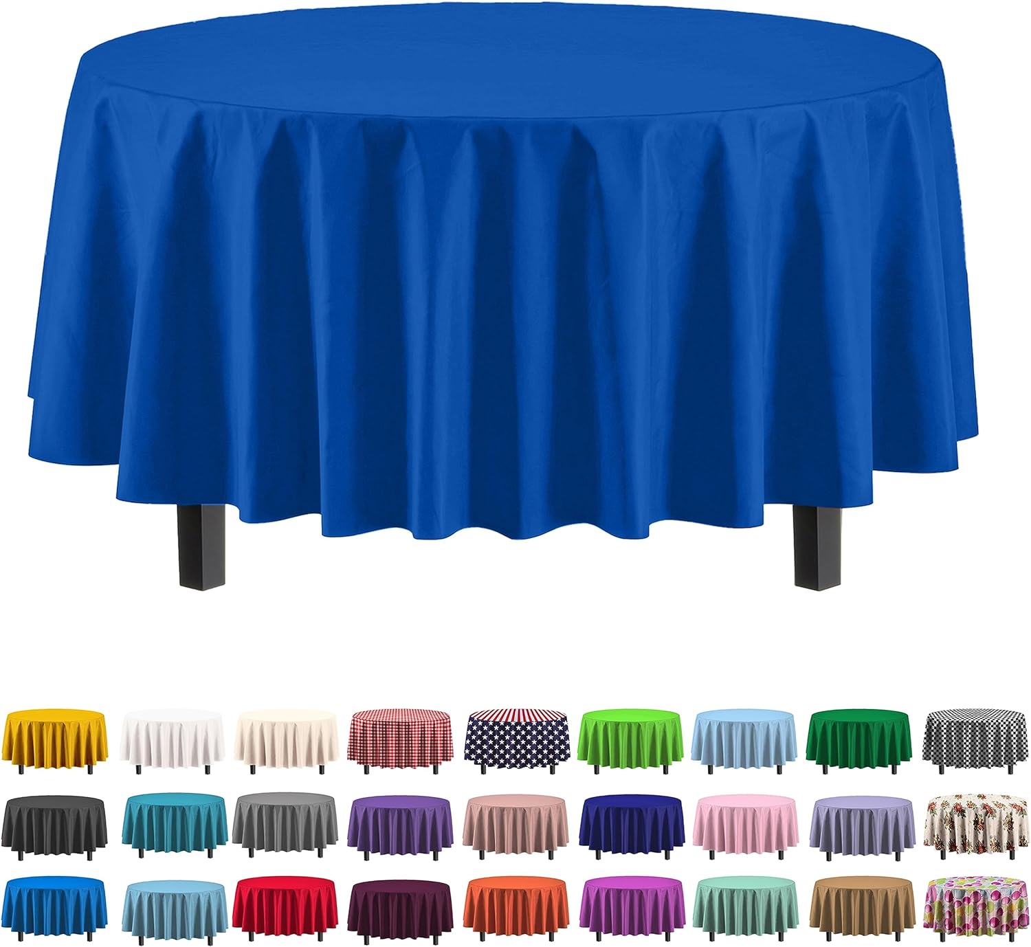 Dark Blue Round plastic Table Cover