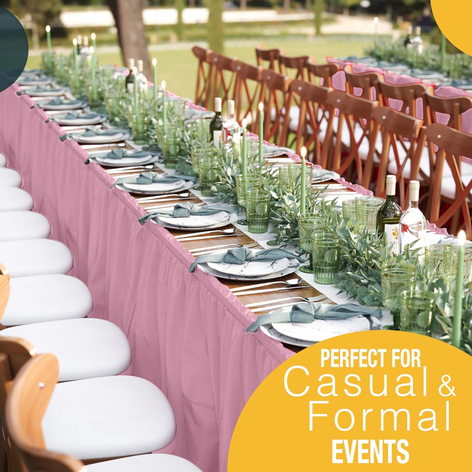 Pink Plastic Table Skirt | 6 Pack