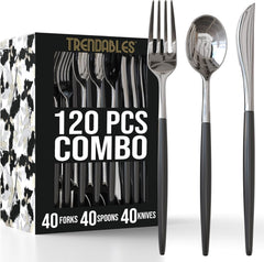 Trendables Cutlery Combo Black/Silver | 120 Count