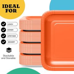 7 In. Orange Square Paper Plates - 50 Ct.