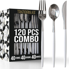 Trendables Cutlery Combo White/Silver | 120 Count