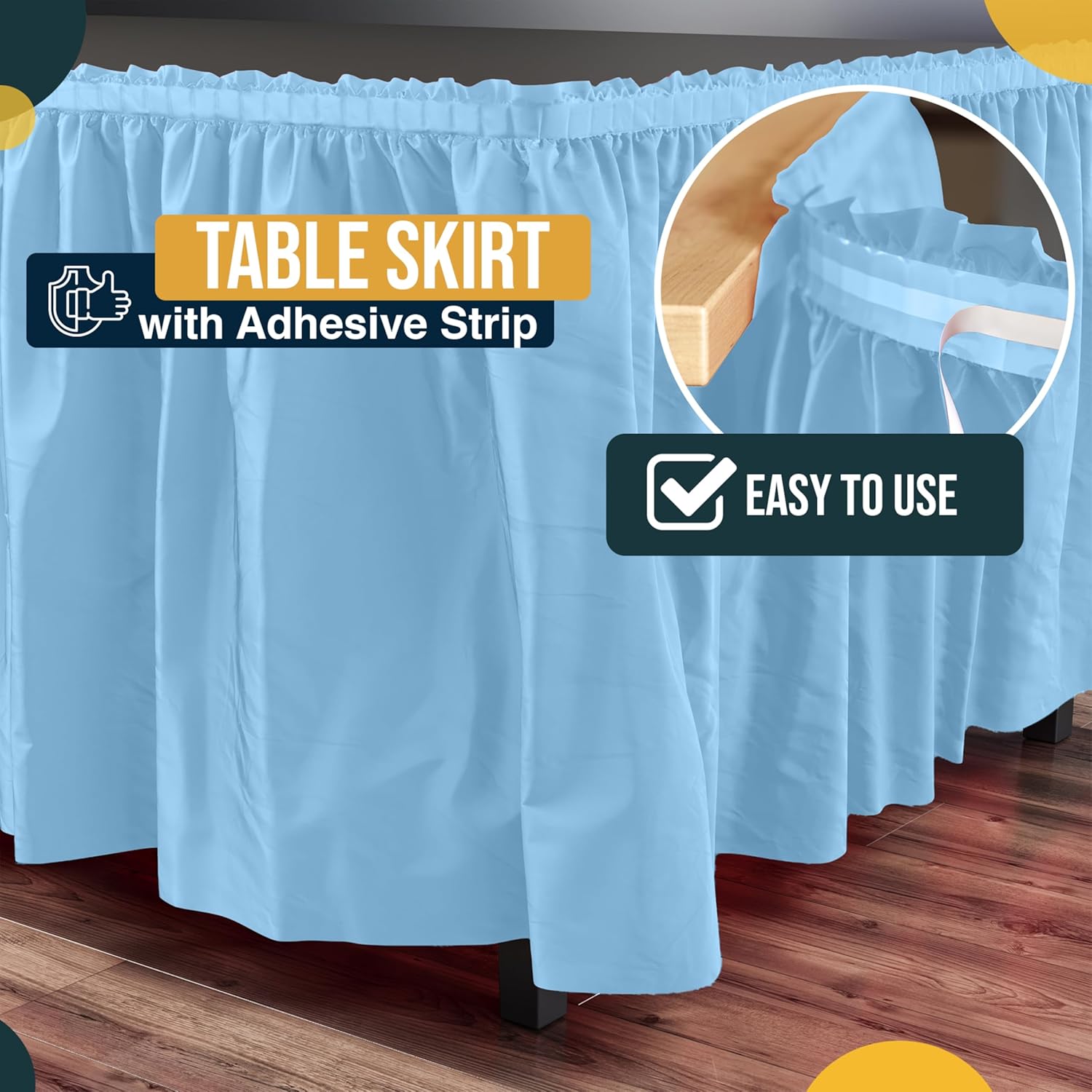 Light Blue Plastic Table Skirt | 6 Pack