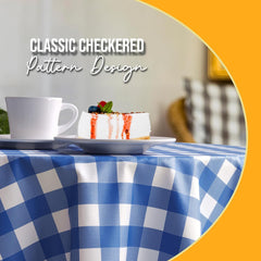 Round Blue Gingham Plastic Table Covers | 6 Pack