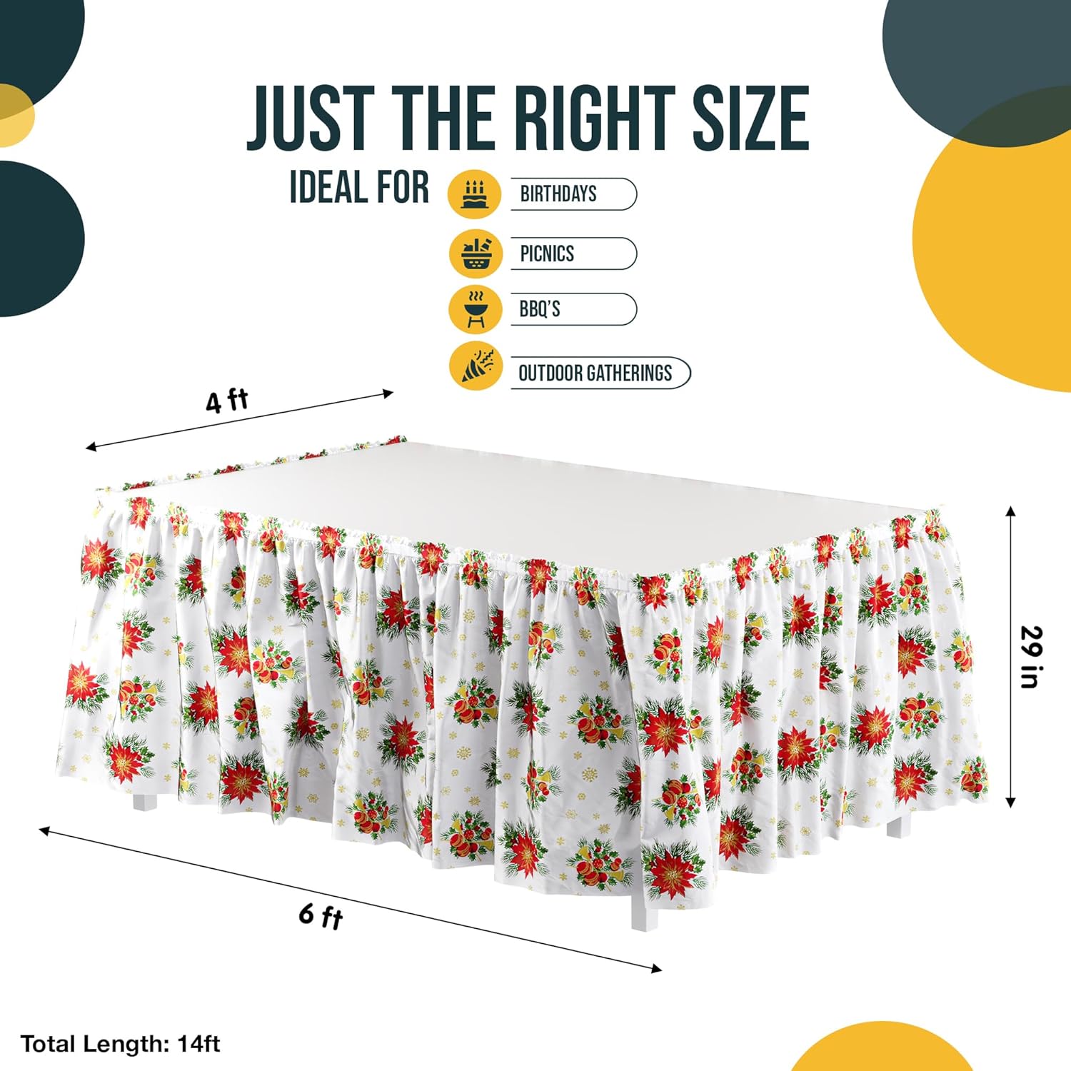 Christmas Printed Table Skirt | 6 Pack