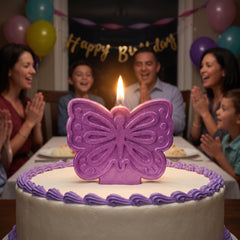 Butterfly Flutter Wax Birthday Candle, 3-Inch, Metallic Purple