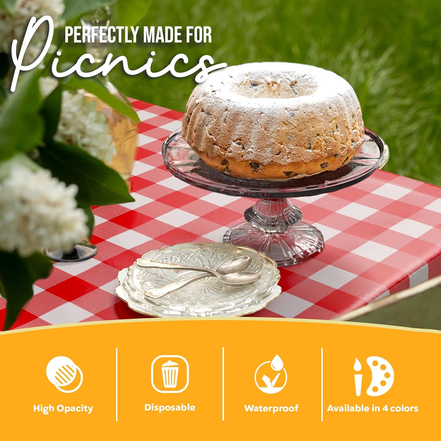 Red Gingham Plastic Table Covers | 6 Pack - 54 In. x 108 In.