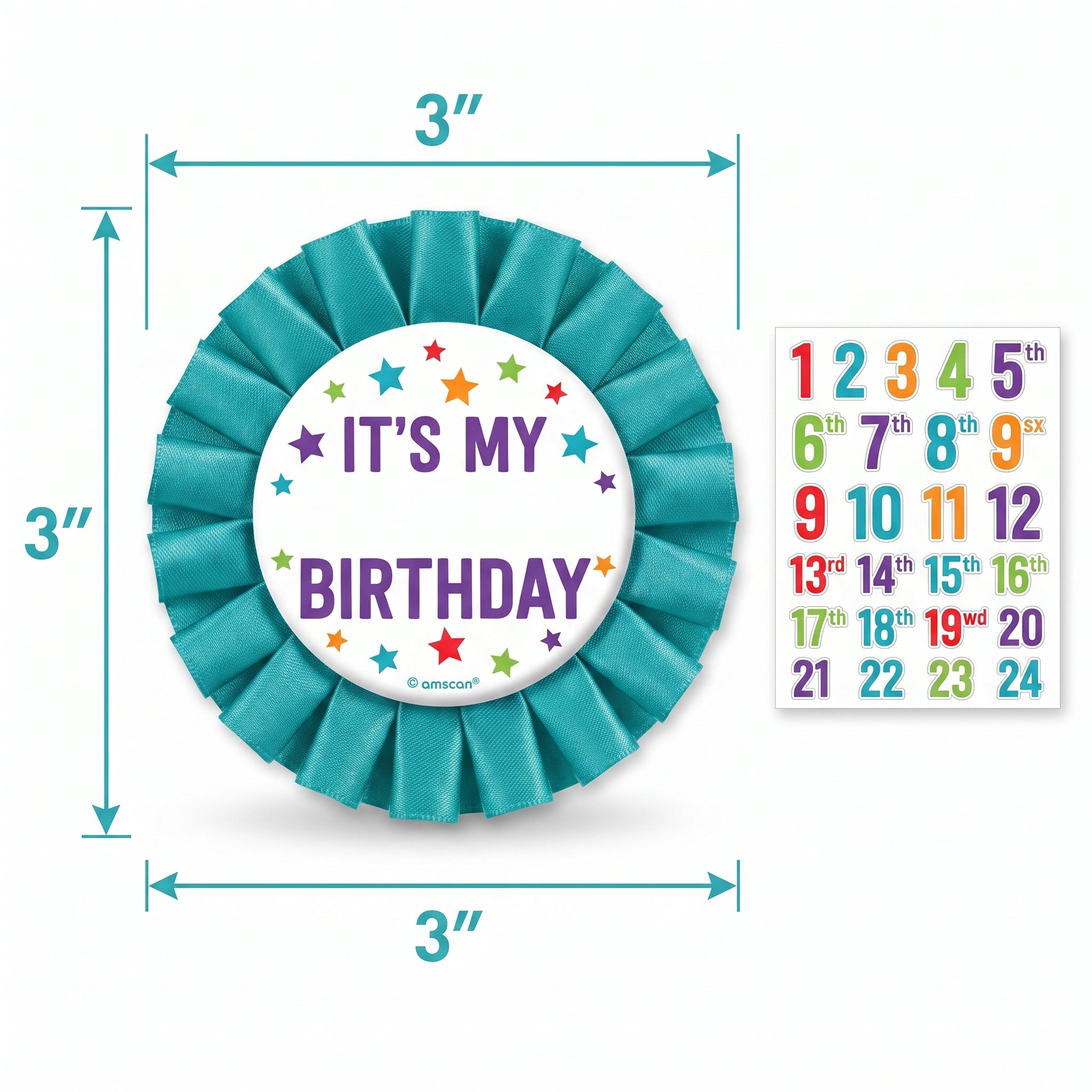 Customizable Birthday Button with Number Stickers