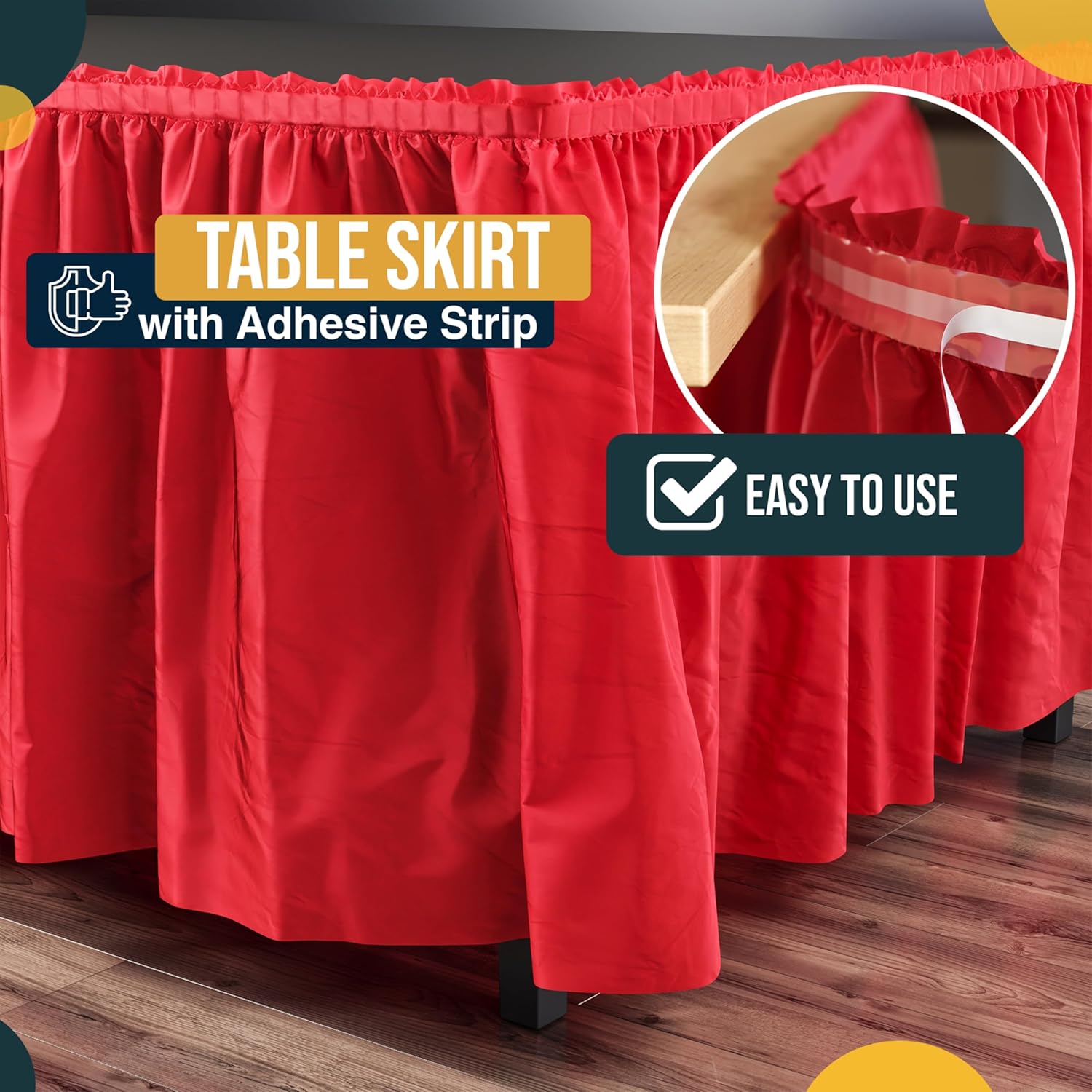 Red Plastic Table Skirt | 6 Pack
