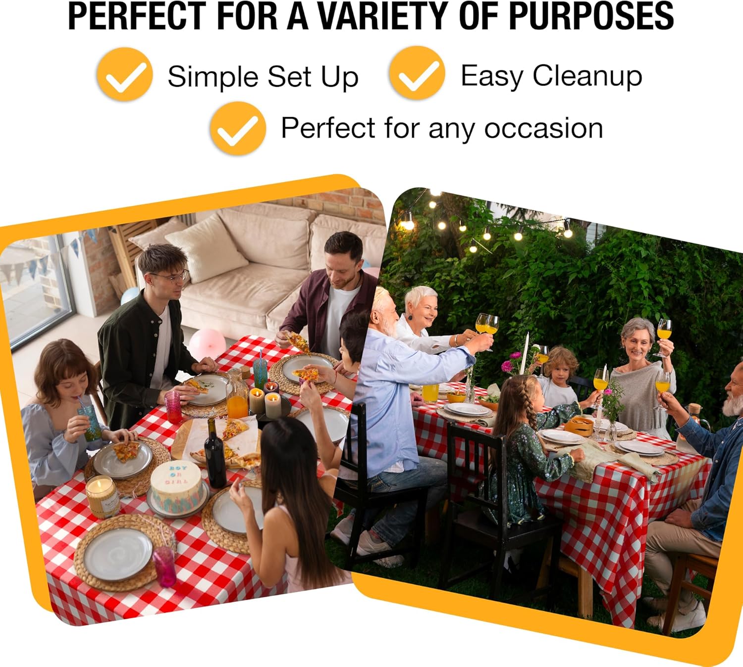 Red Gingham Plastic Table Covers | 6 Pack - 54 In. x 108 In.