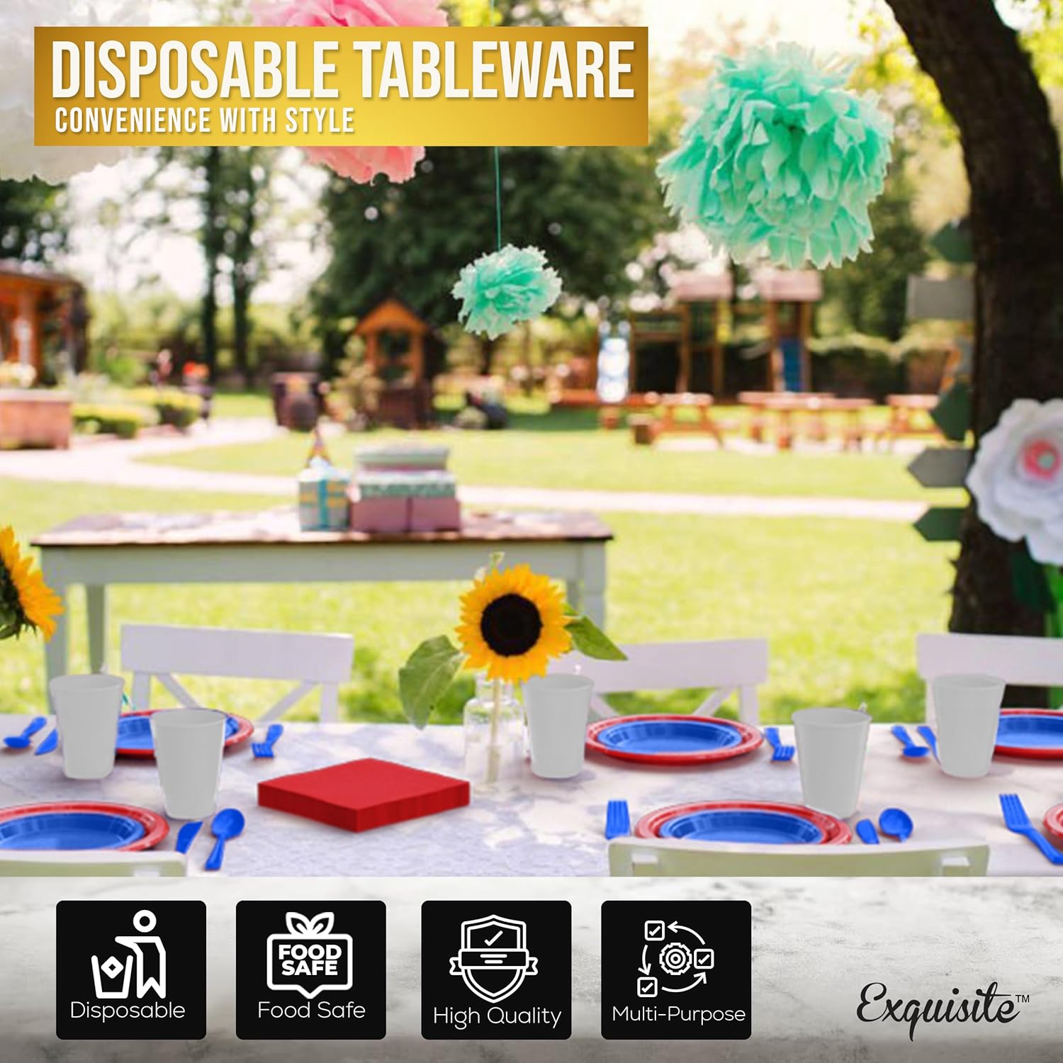 350 Pcs Patriotic Disposable Tableware Set