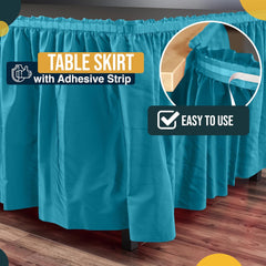 Turquoise Plastic Table Skirt | 6 Pack