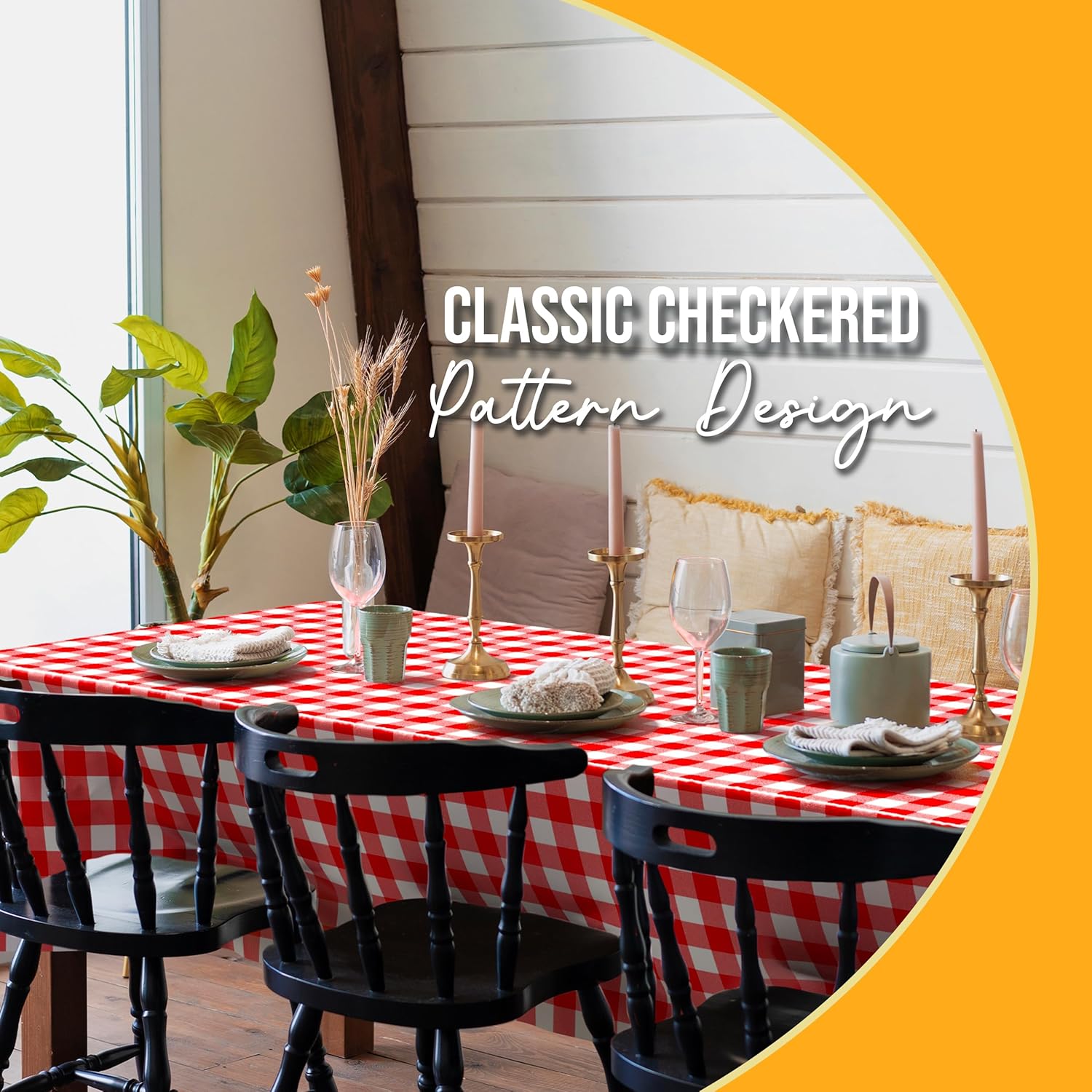 Red Gingham Plastic Table Cover