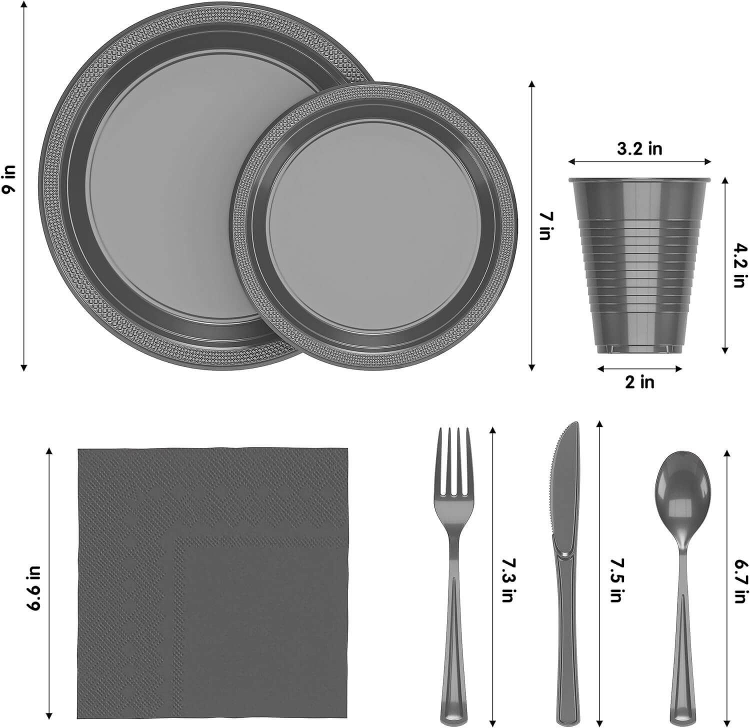 350 Solid Color Tableware Combo - silver