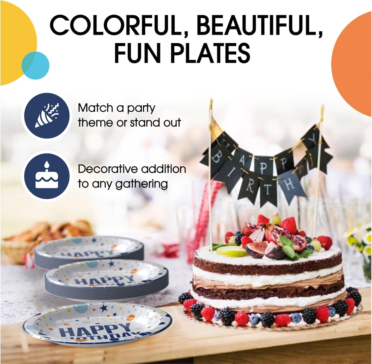 9 In. Blue Birthday Print Paper Plates - 50 Ct.| Case of 20