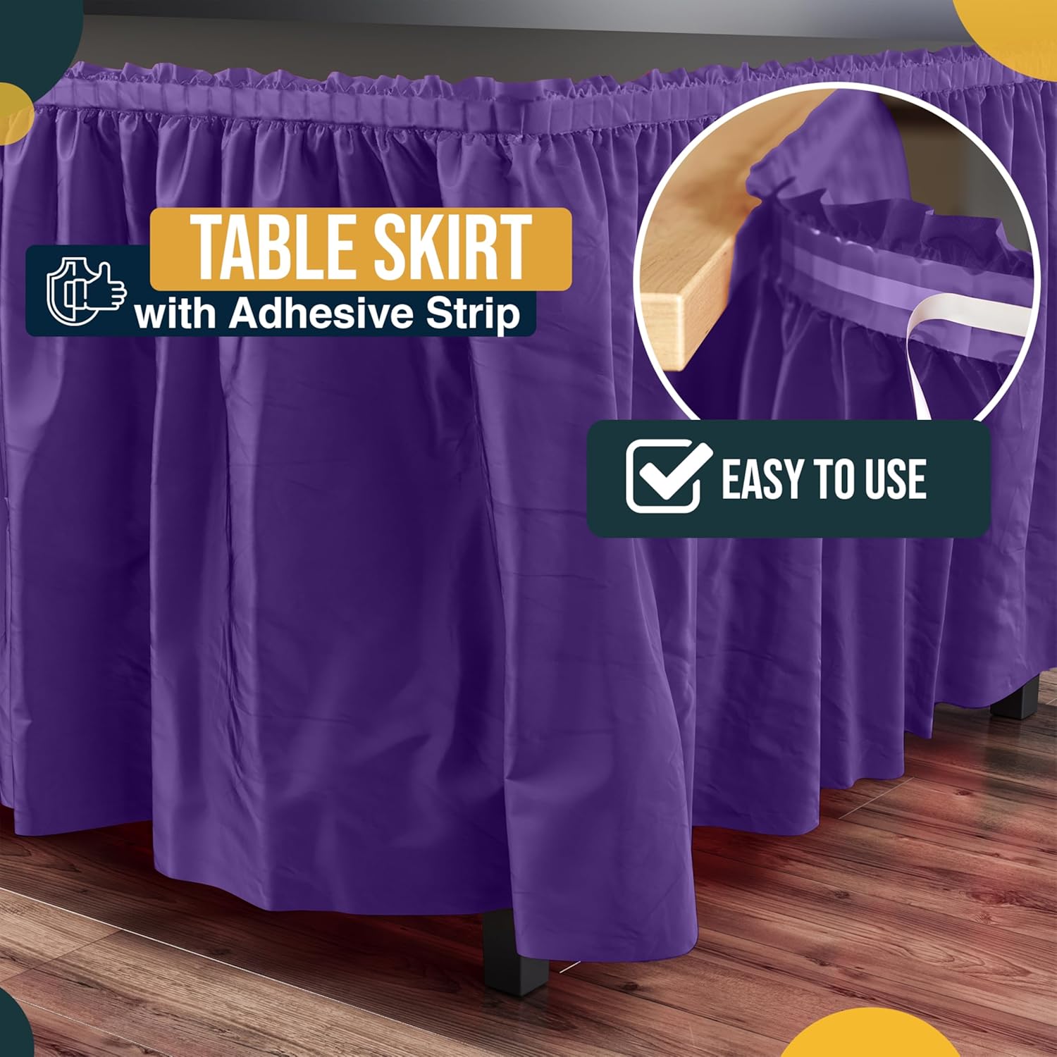 Purple Plastic Table Skirt | 6 Pack