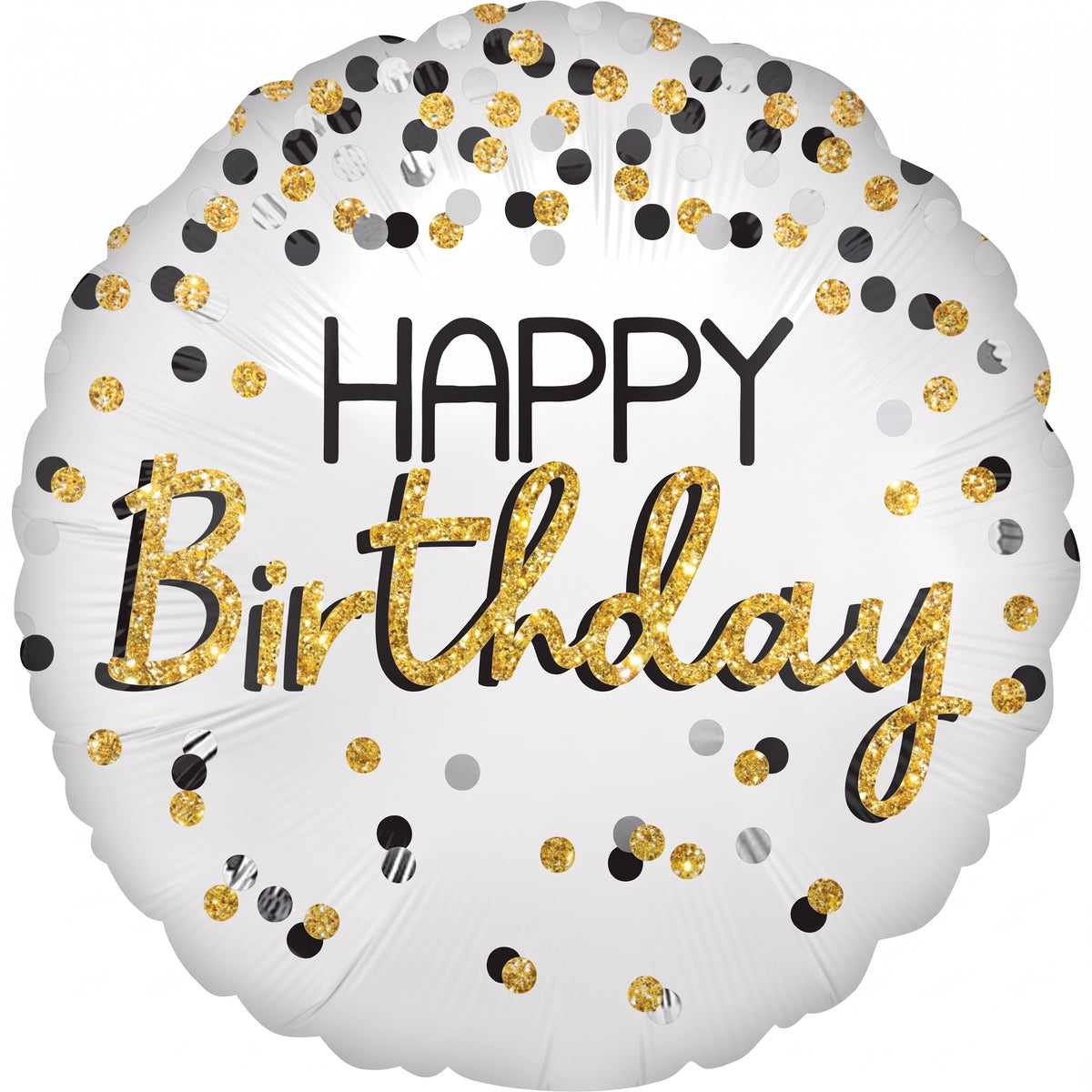Elegant Black, Silver, and Gold Birthday Foil Balloon - 18 Inch
