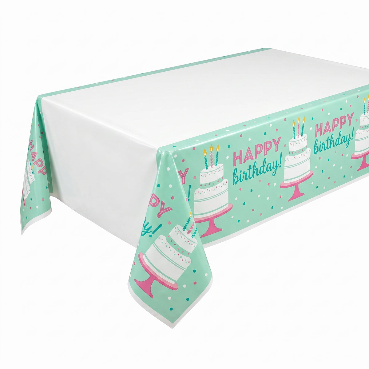 Happy Cake Day Birthday Plastic Table Cover, 54x84 inches