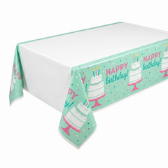 Happy Cake Day Birthday Plastic Table Cover, 54x84 inches
