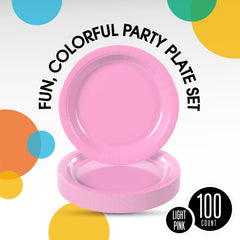 10 In. Pink Paper Plates | 100 Count