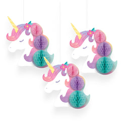 Enchanted Unicorn Honeycomb Hanging Decorations - 3 Pack