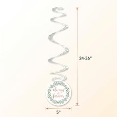 Love & Leaves Spiral Hanging Decor for Weddings, 12-Pack