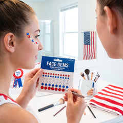 Red, White, and Blue Face Gems - 24 Piece Set