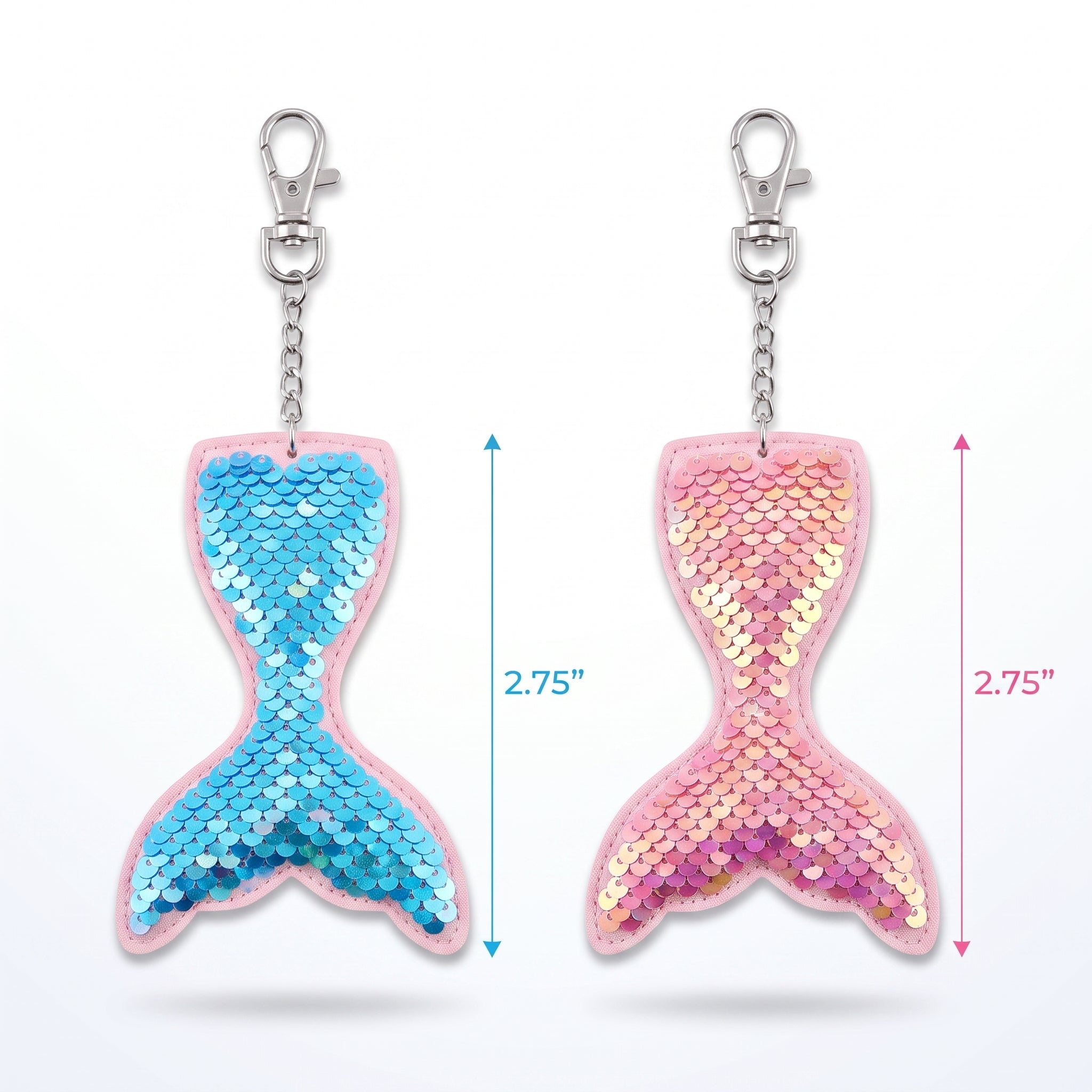 Shimmering Mermaid Sequin Keychains - 4-Pack Party Favors