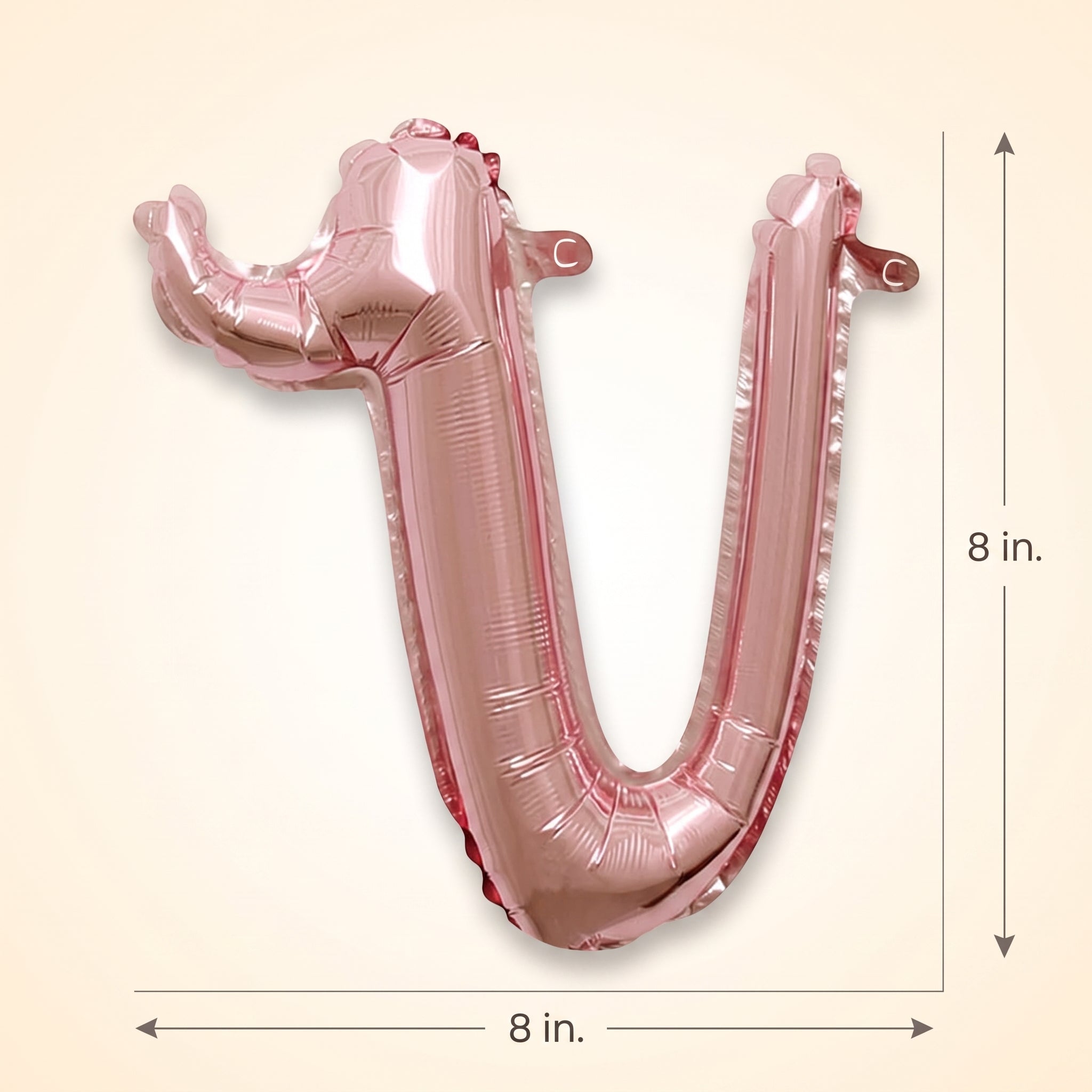 Rose Gold Script Letter "V" Balloon - 8-inch Foil, Air-Filled