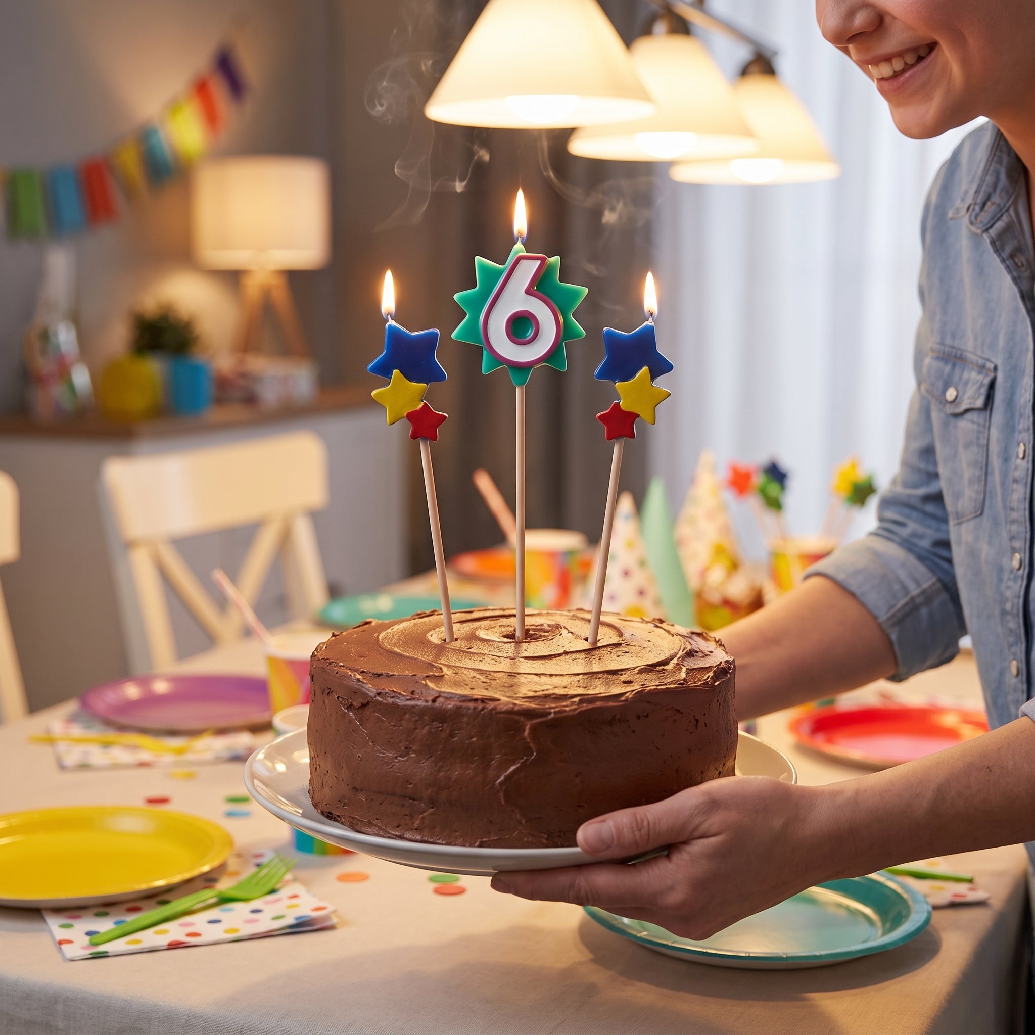 Star Birthday Toothpick Candle Set - Number 6