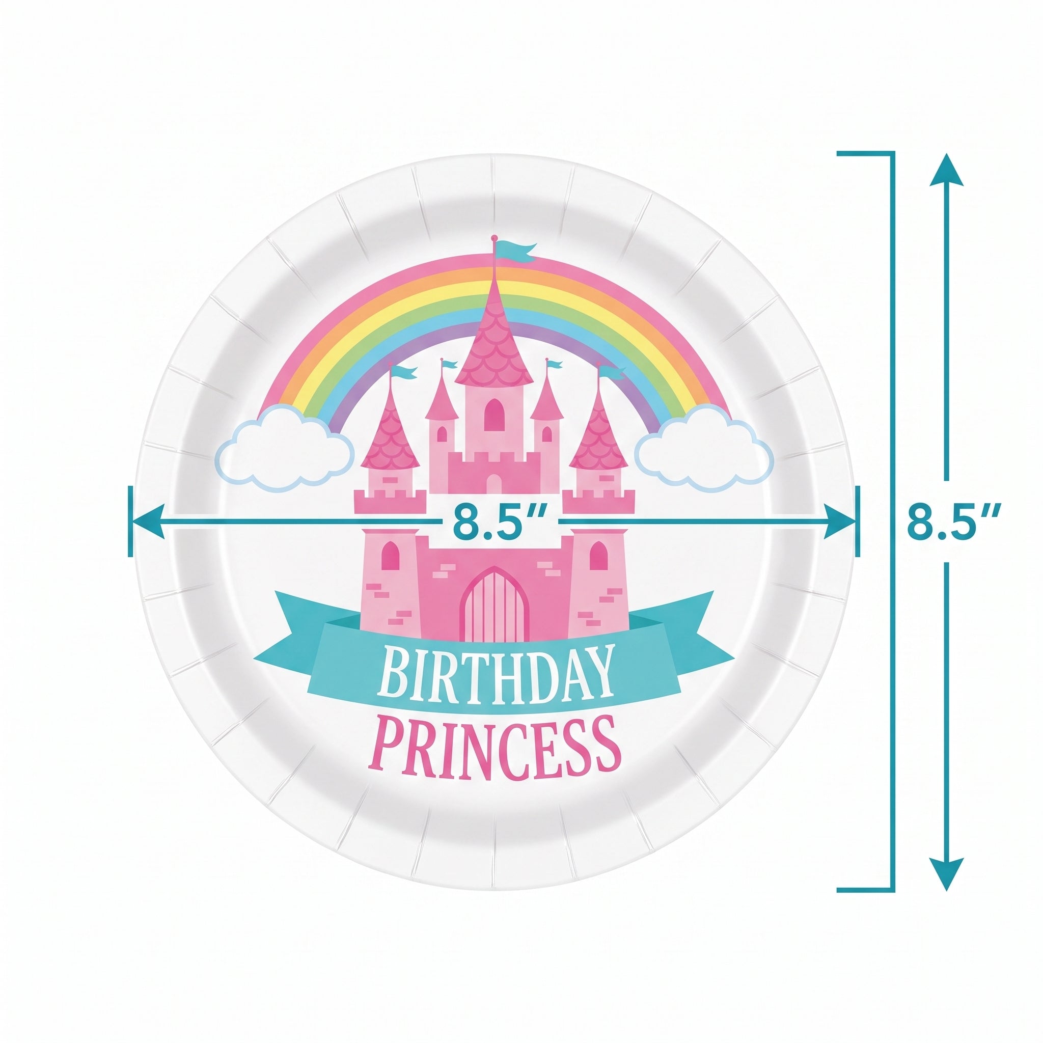 Princess Castle Birthday Party Plates - 8.5" Round
