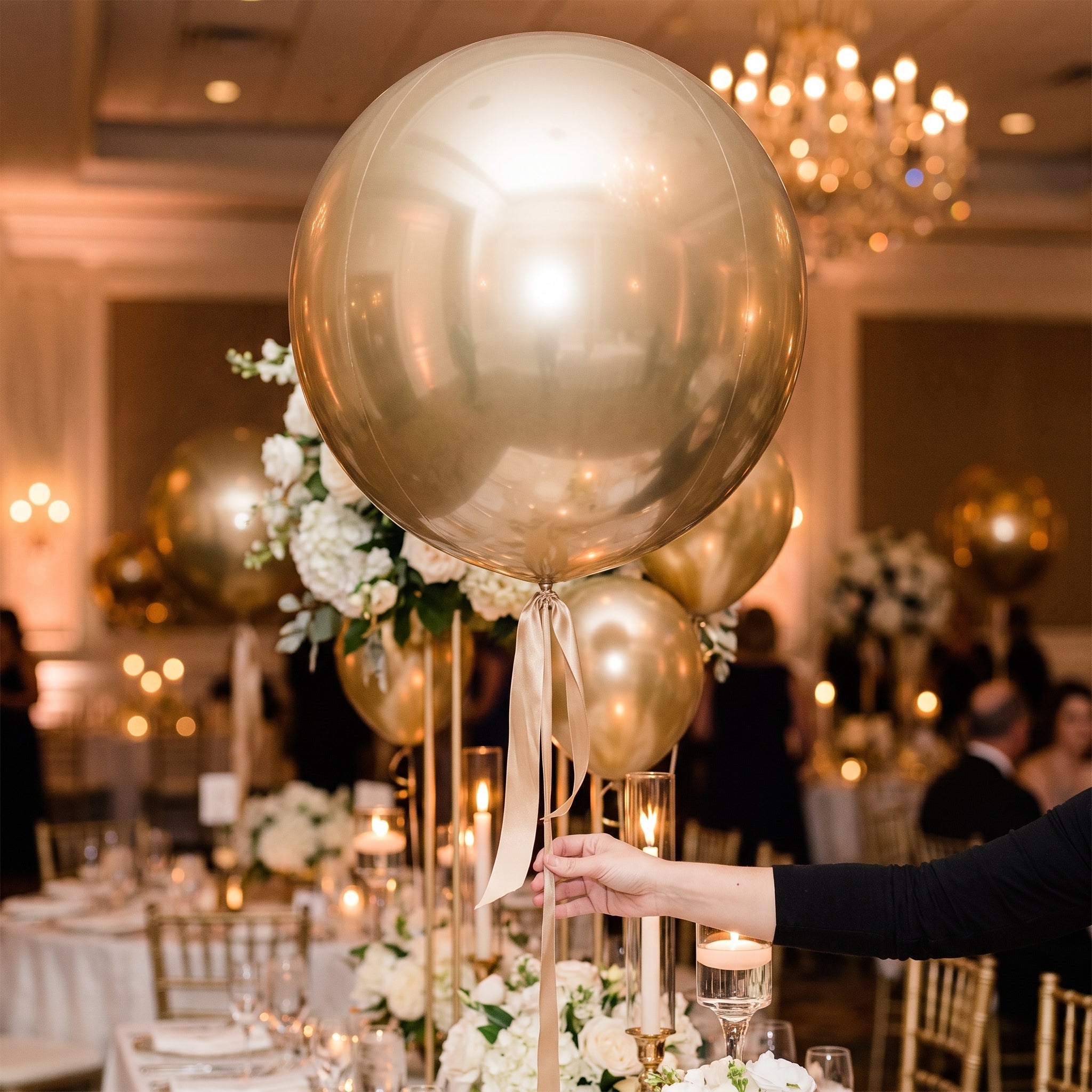 Luxurious Gold Metallic 24" Latex Balloons - 4 Pack