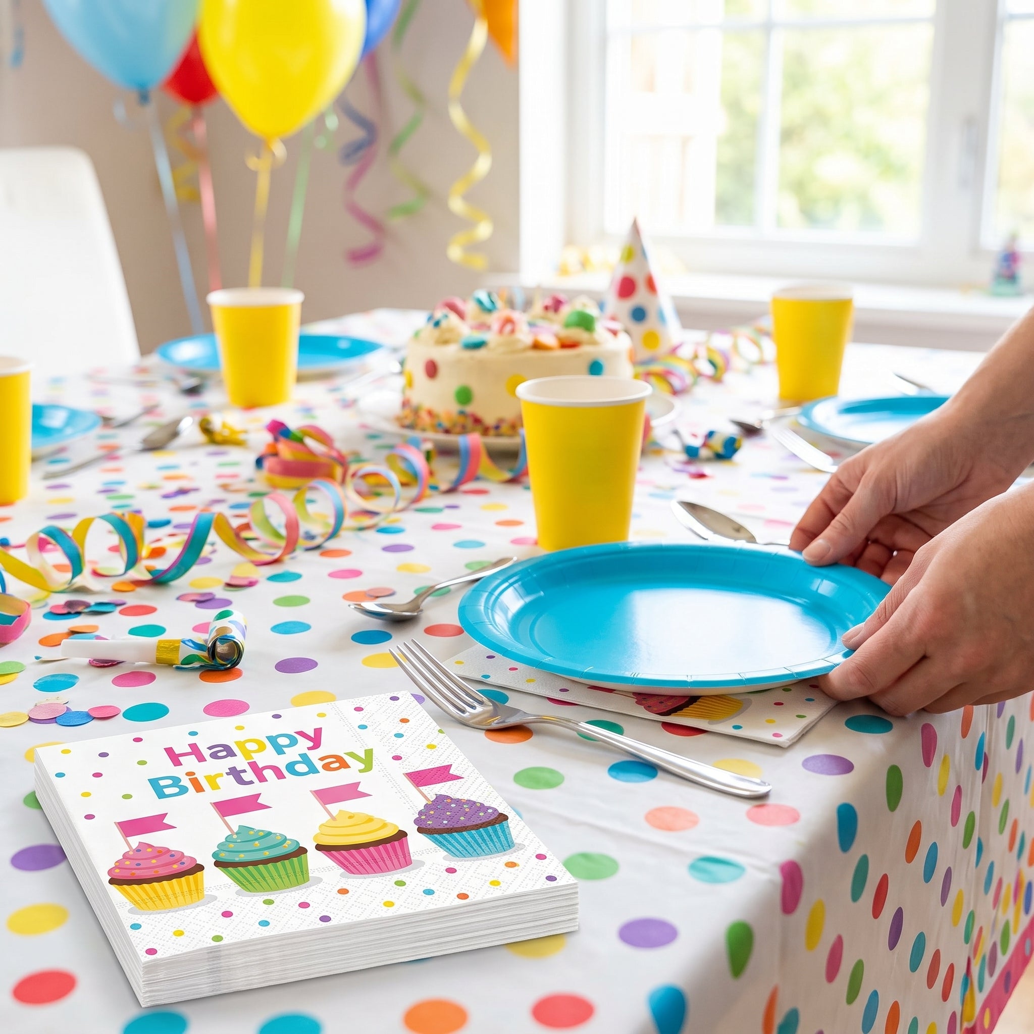 Cupcake Party Birthday Lunch Napkins - 6.5 In. x 6.5 In.